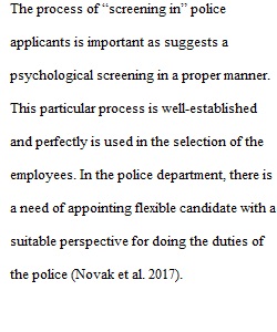 Process Of Screening In Police Applicants